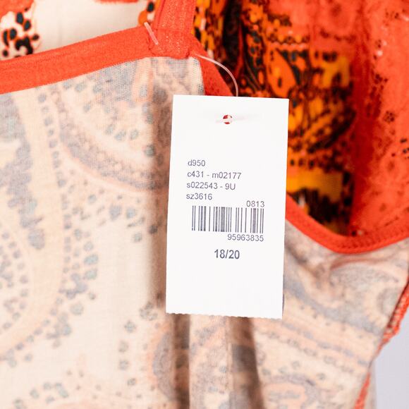 Y2K Lace Trim Cami Strappy Tank Top Colorful Paisley Women's SZ 18-20 Boho Retro - Picture 7 of 7